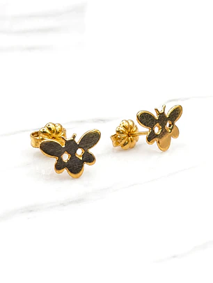 Aros mariposa 1 cm Oro 18k