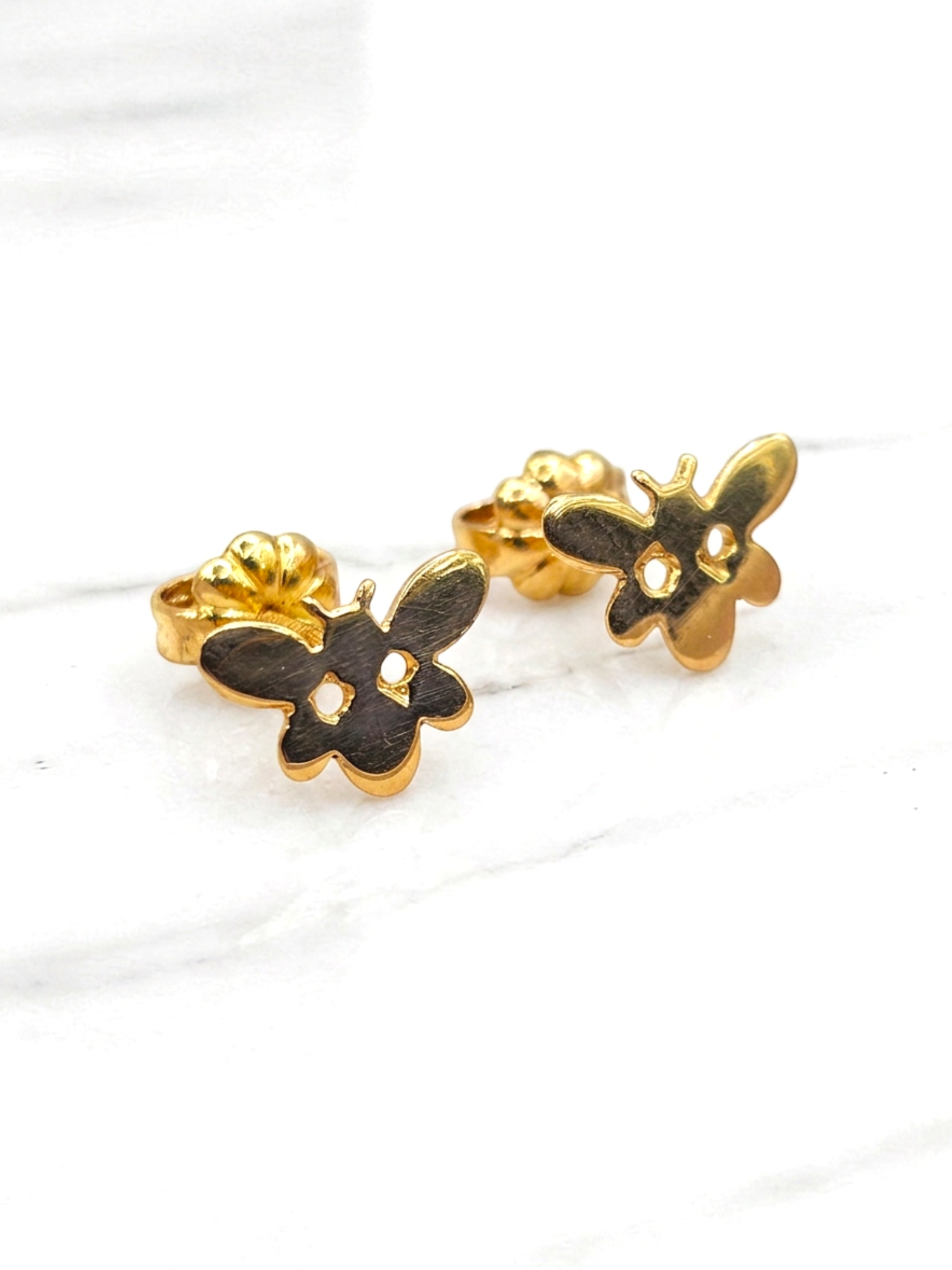 Aros mariposa 1 cm Oro 18k 5
