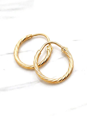 Aros argollas satinadas Oro 18k