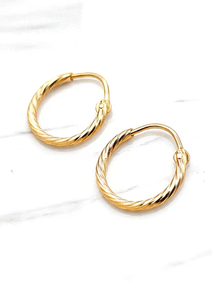 Aros argollas satinadas Oro 18k