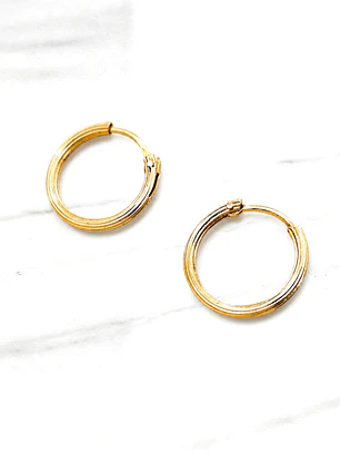 Aros Argollas tubo talladas Oro 18k