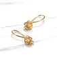 Aros colgante dos flores circón Oro 18k - Miniatura 1