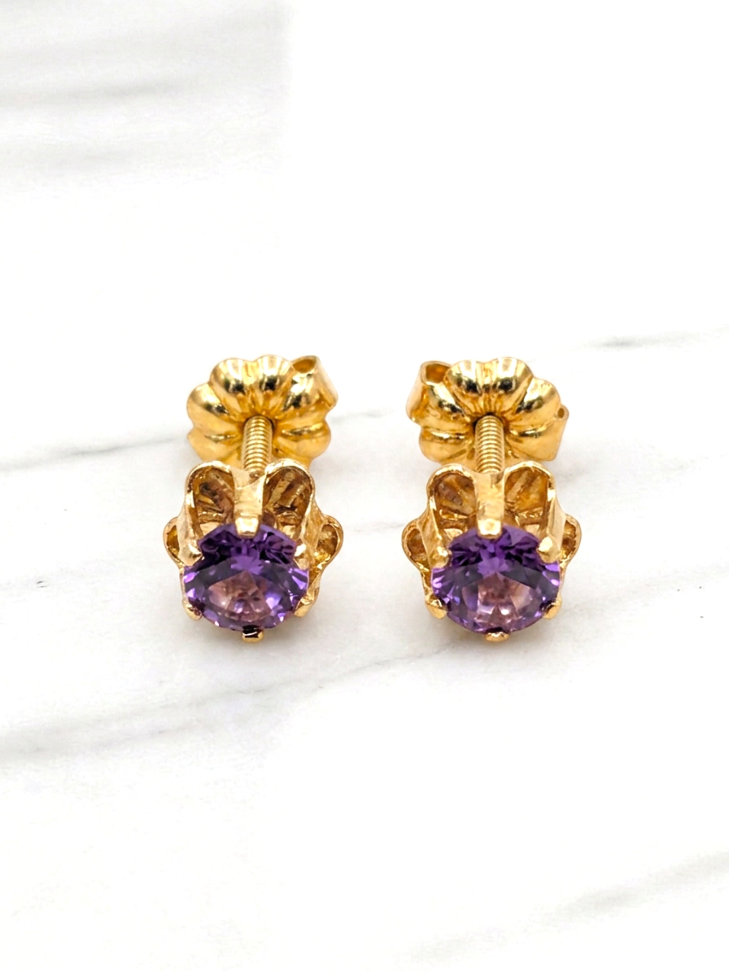 Aros chaton italiano amatista medianos Oro 18k 1