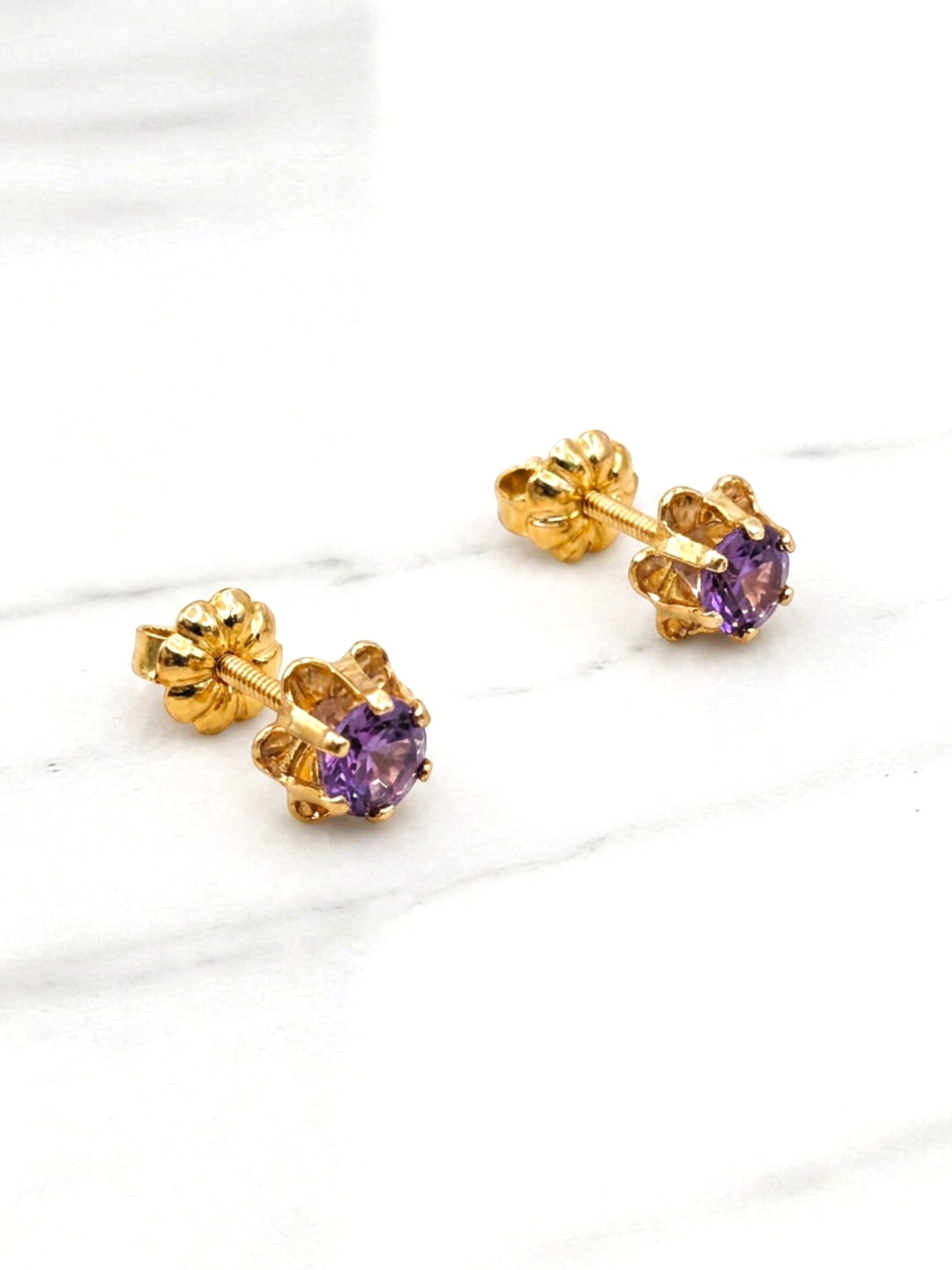 Aros chaton italiano amatista medianos Oro 18k 3