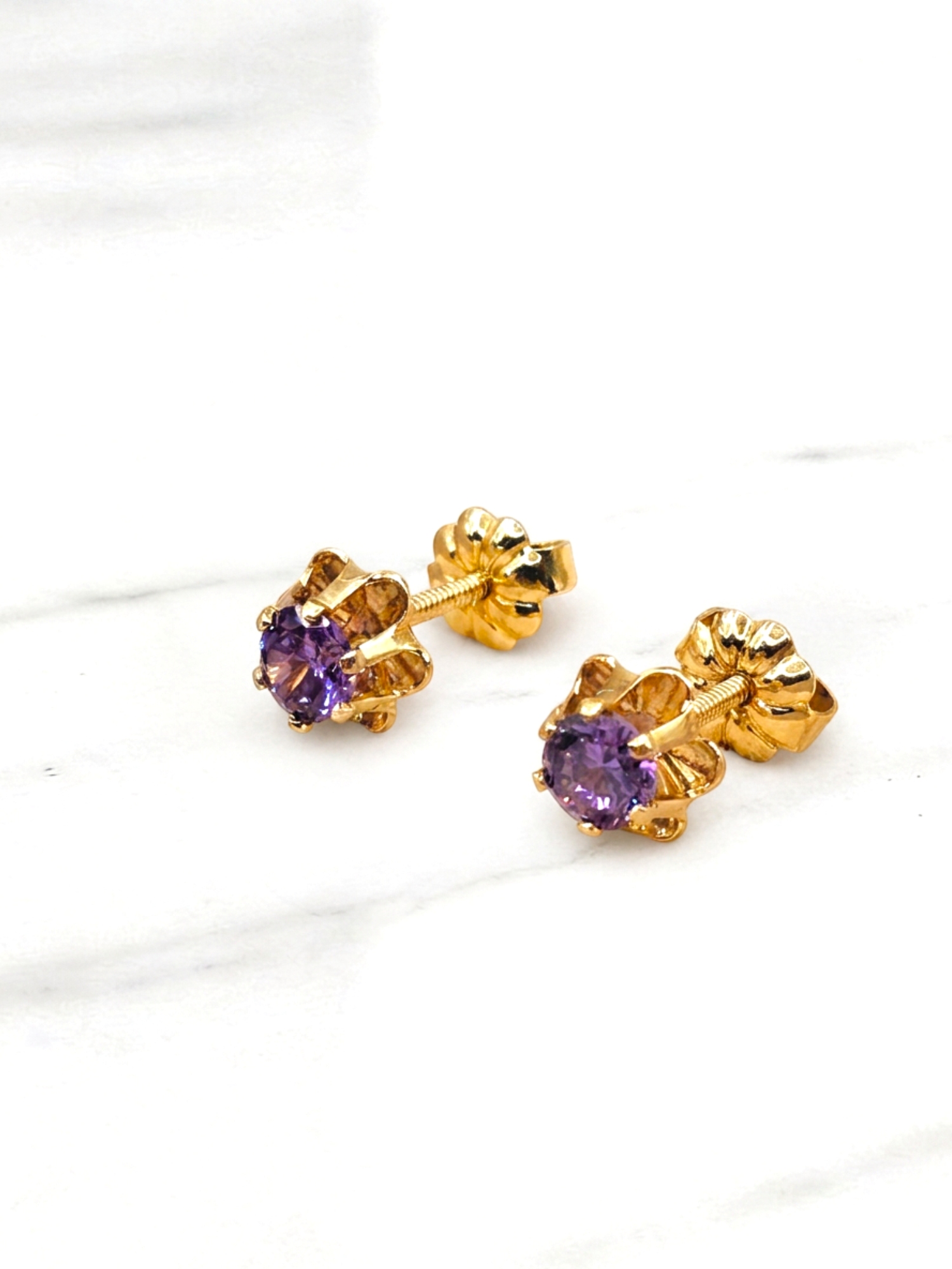 Aros chaton italiano amatista medianos Oro 18k 5