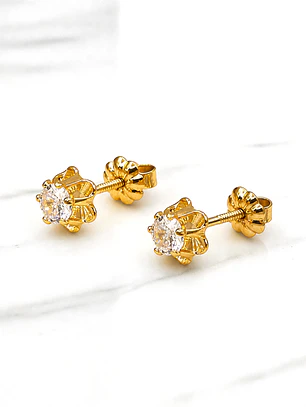 Aros chaton italiano medianos circón Oro 18k