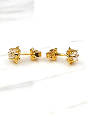 Aros chaton italiano medianos circón Oro 18k