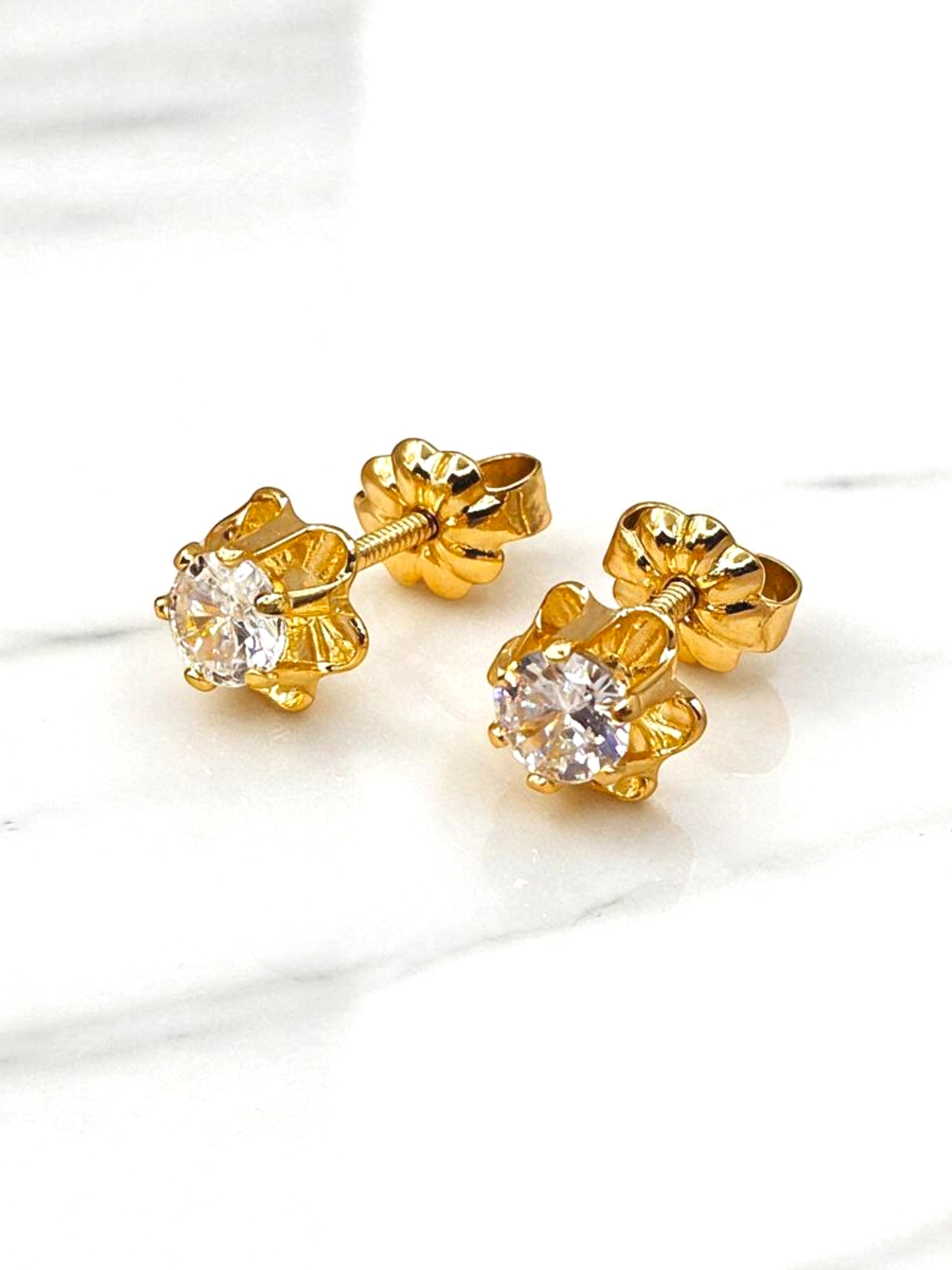 Aros chaton italiano medianos circón Oro 18k 4