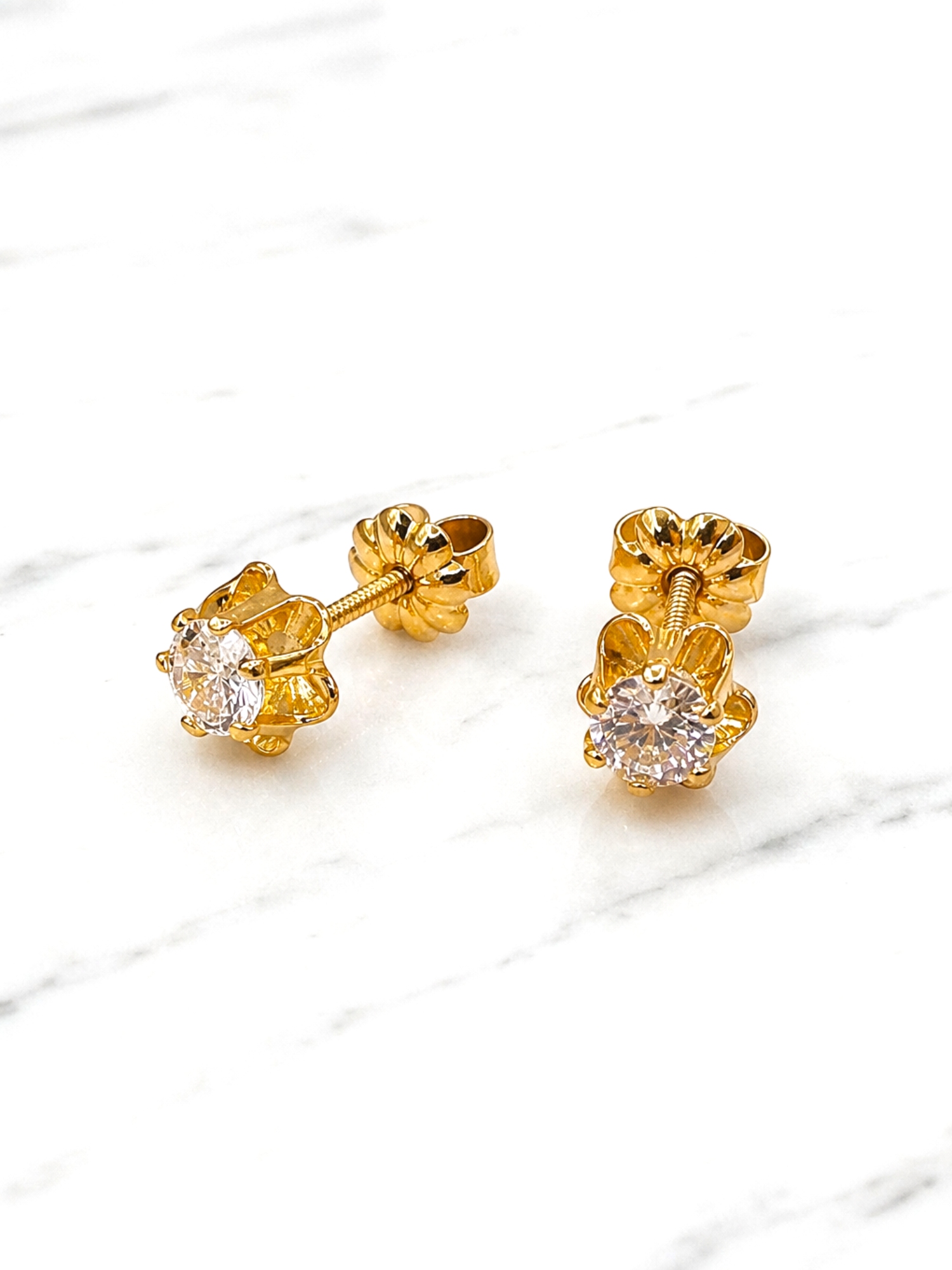 Aros chaton italiano medianos circón Oro 18k 5