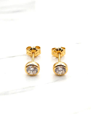 Aros redondos luz circon 6 mm Oro 18k 