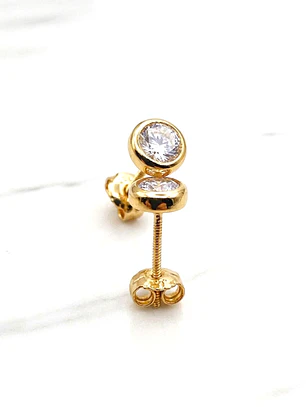 Aros redondos luz circon 6 mm Oro 18k 