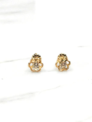 Aros flor circón grandes Oro 18k