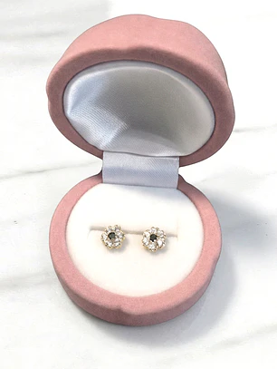 Aros flor circón medianos Oro 18k