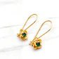 Aros flor esmeralda colgantes oro 18k  - Miniatura 5
