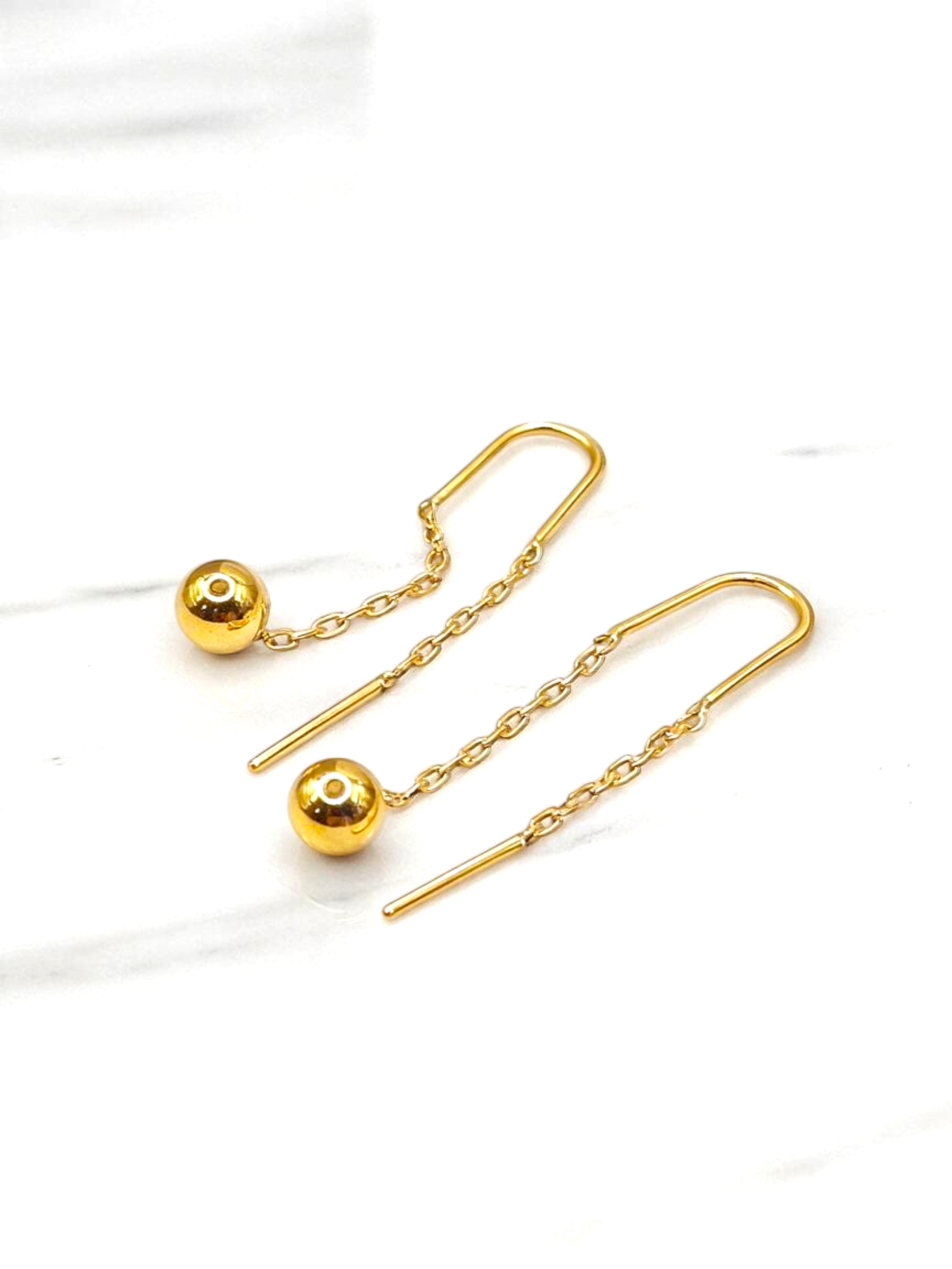 Aros cadena esfera 4.3 cm Oro 18k  3