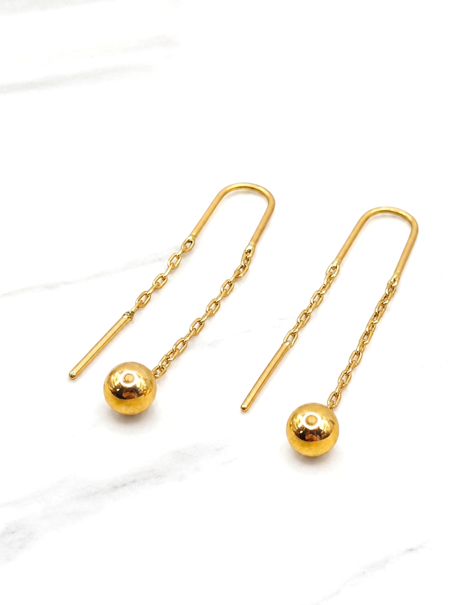 Aros cadena esfera 4.3 cm Oro 18k  4