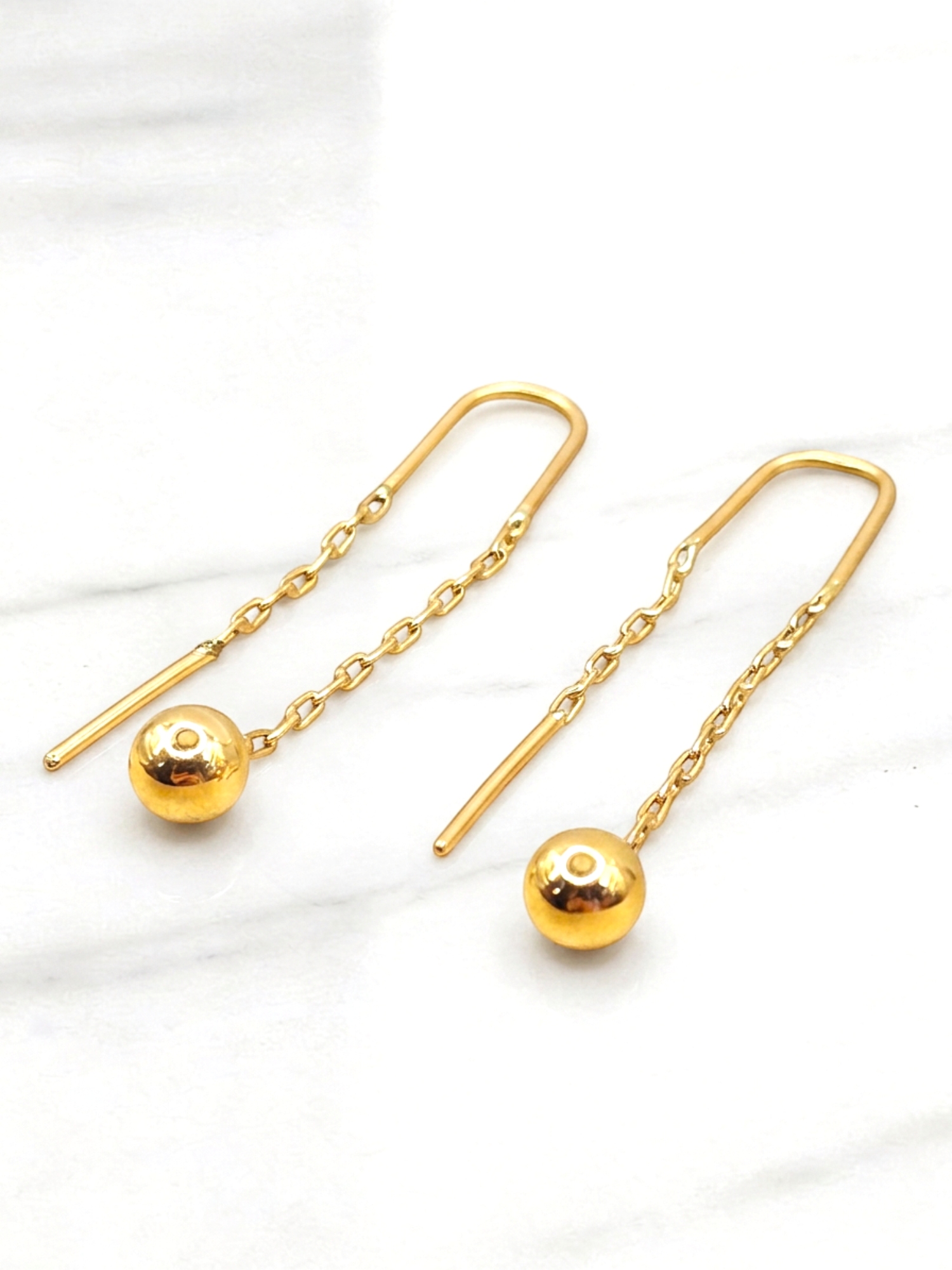 Aros cadena esfera 4.3 cm Oro 18k  1