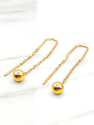 Aros cadena esfera 4.3 cm Oro 18k 