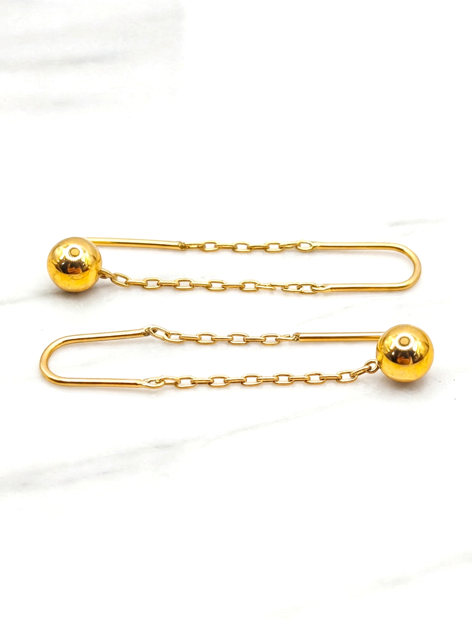 Aros cadena esfera 4.3 cm Oro 18k  2