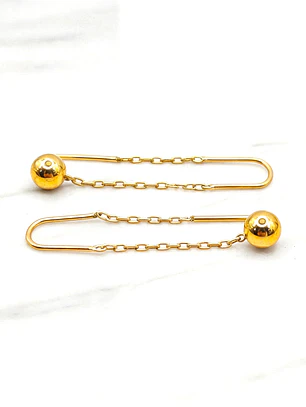 Aros cadena esfera 4.3 cm Oro 18k 