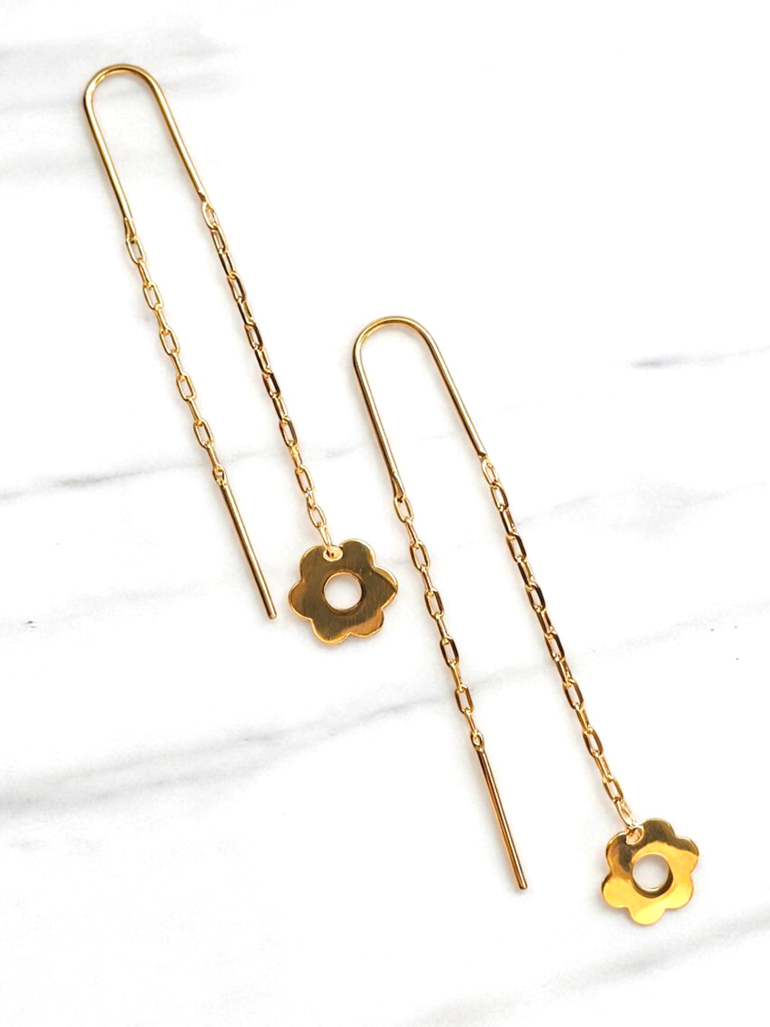 Aros cadena con flores Oro 18k 1