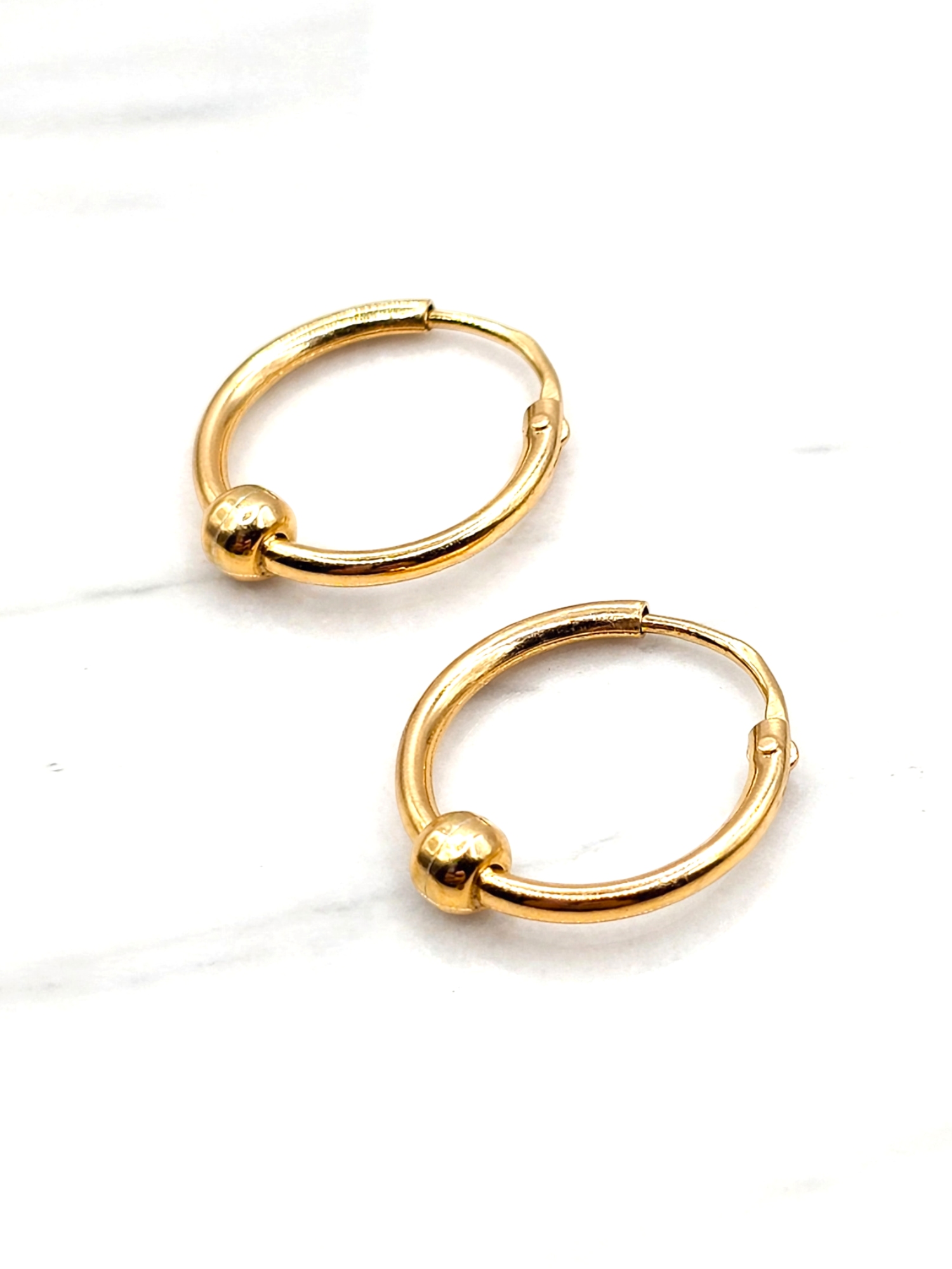 Aros argolla tubo bolitas medianos Oro 18k 3