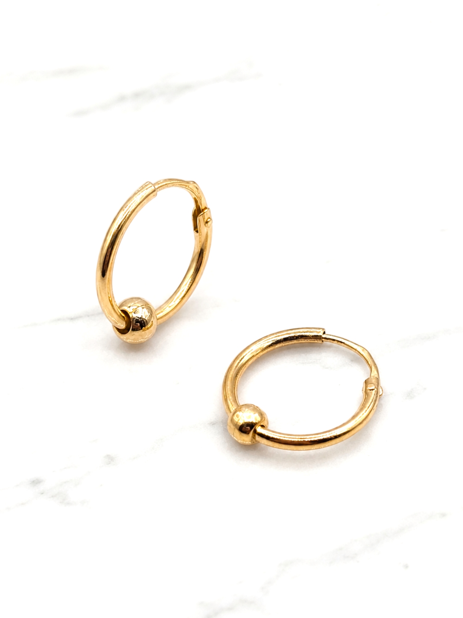 Aros argolla tubo bolitas medianos Oro 18k 4