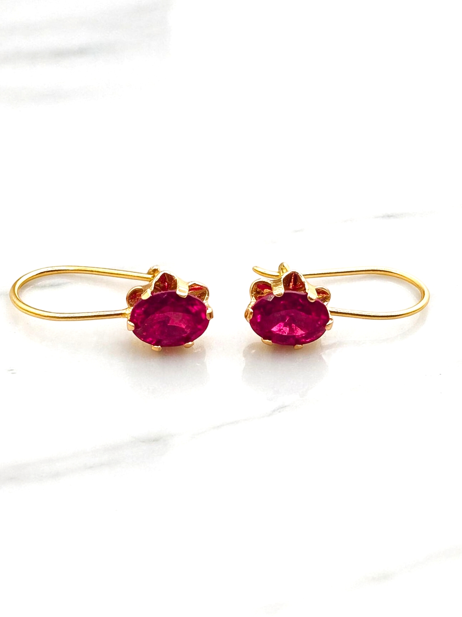 Aros chaton italiano colgante Rubi oro 18k  3