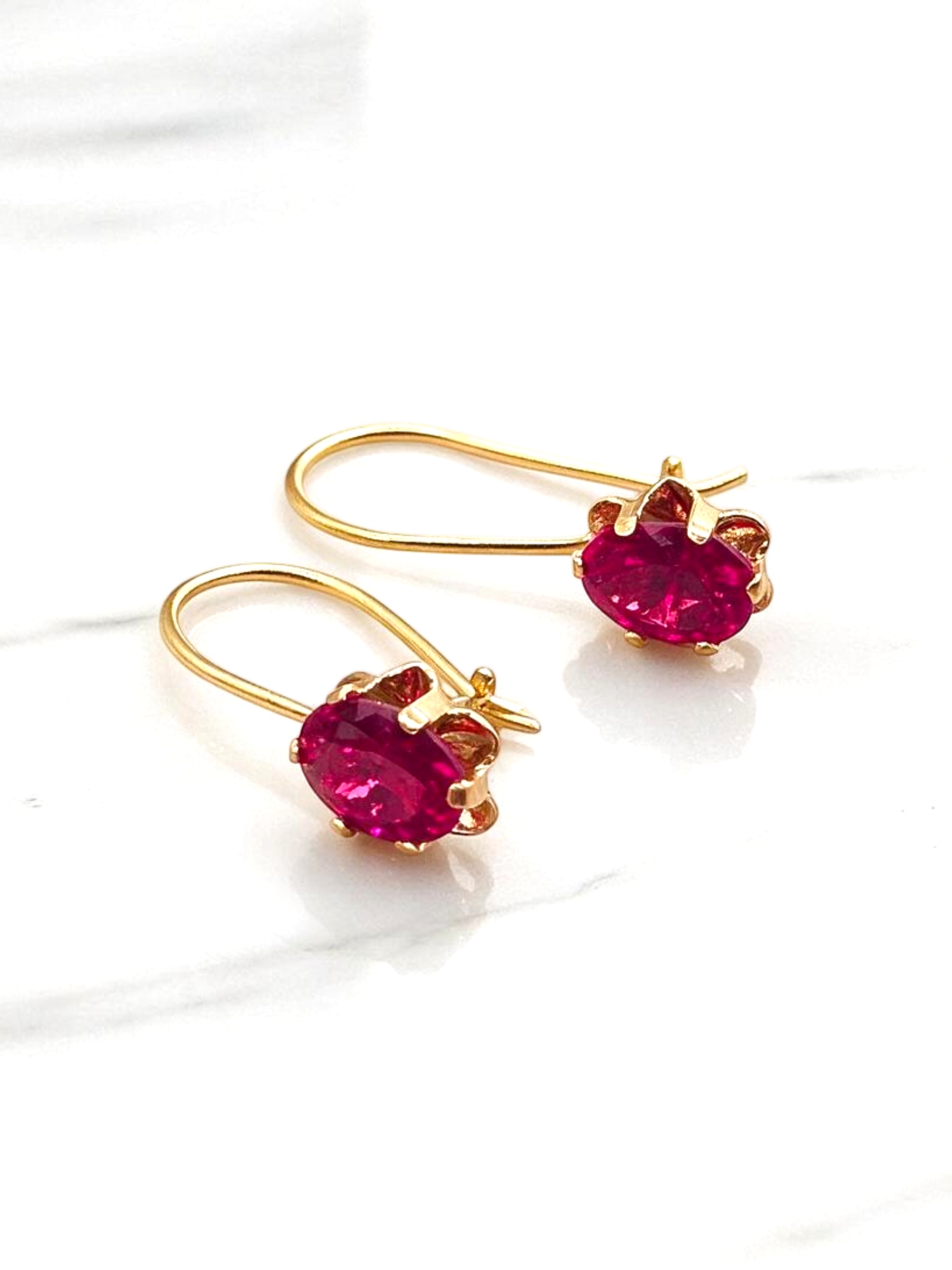Aros chaton italiano colgante Rubi oro 18k  5