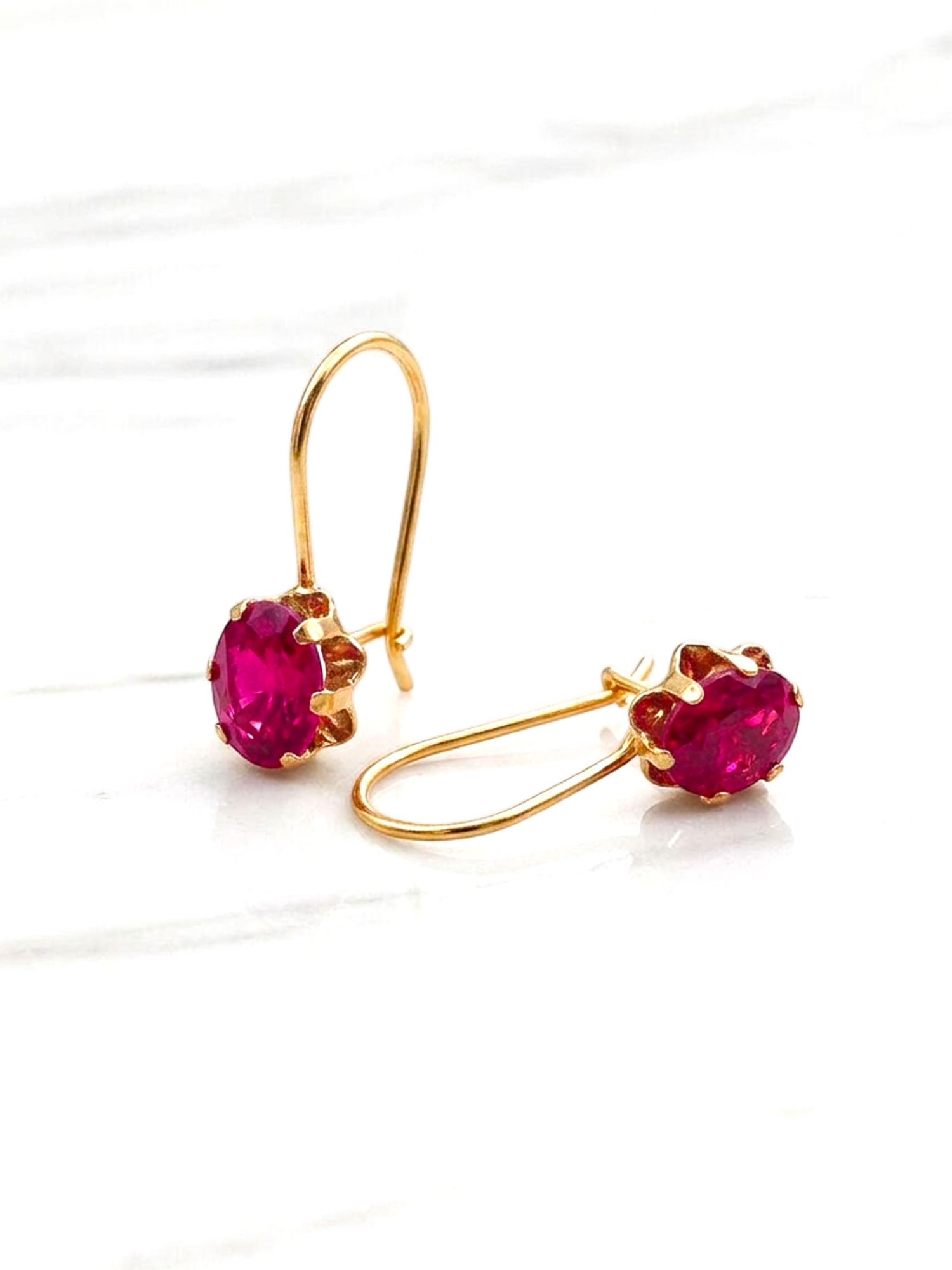 Aros chaton italiano colgante Rubi oro 18k  2