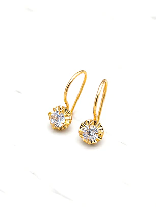 Aros chaton con gancho circón Oro 18k