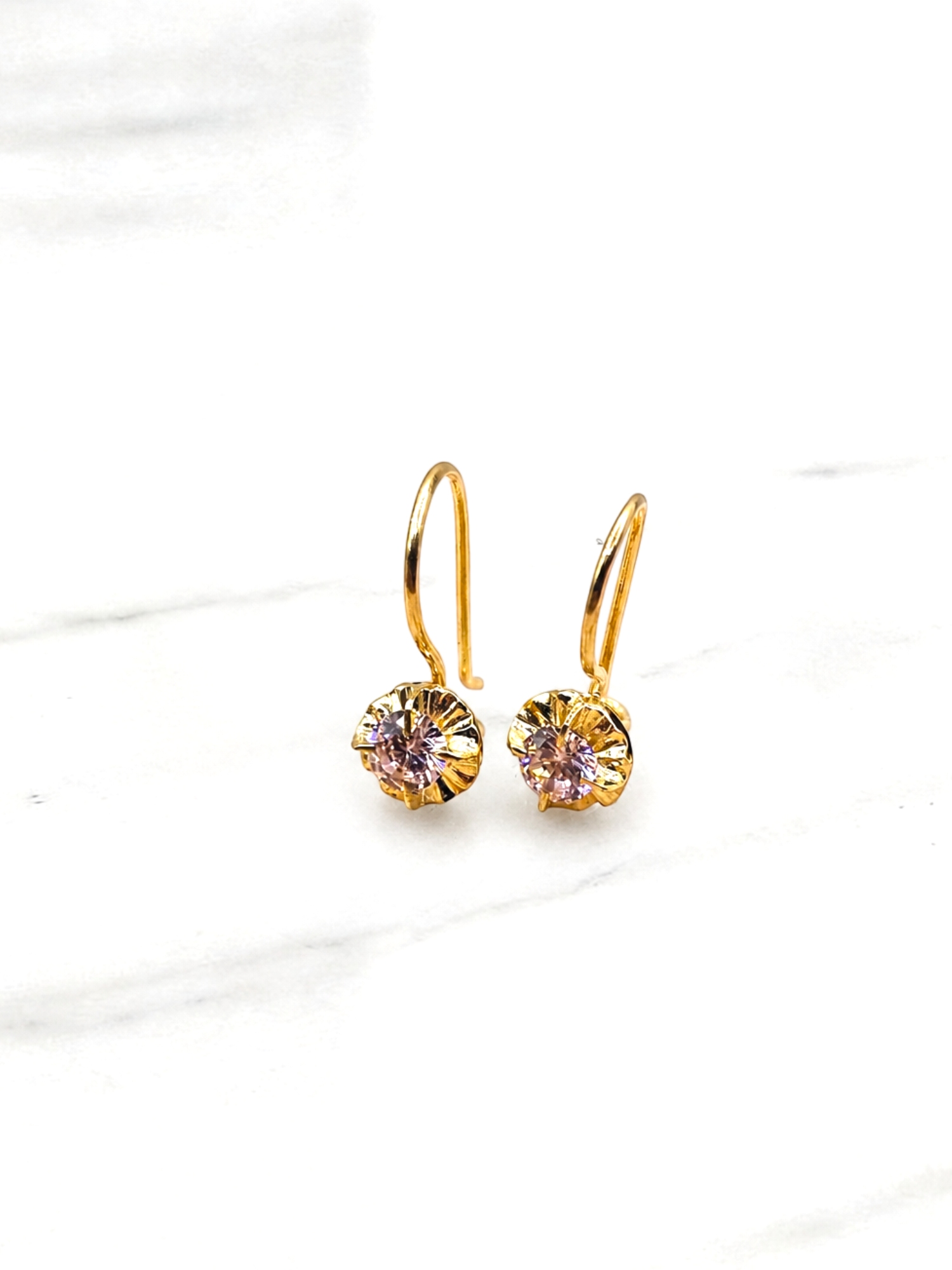 Aros chaton con gancho Rosa de Francia Oro 18k 1