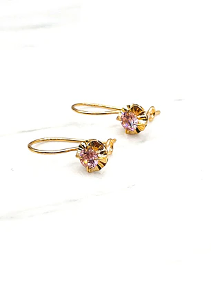 Aros chaton con gancho Rosa de Francia Oro 18k