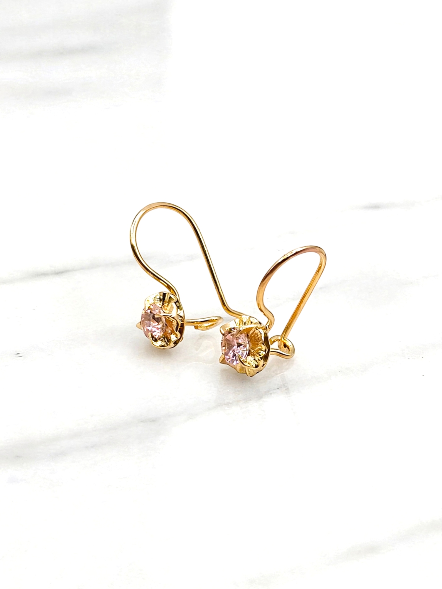Aros chaton con gancho Rosa de Francia Oro 18k 3