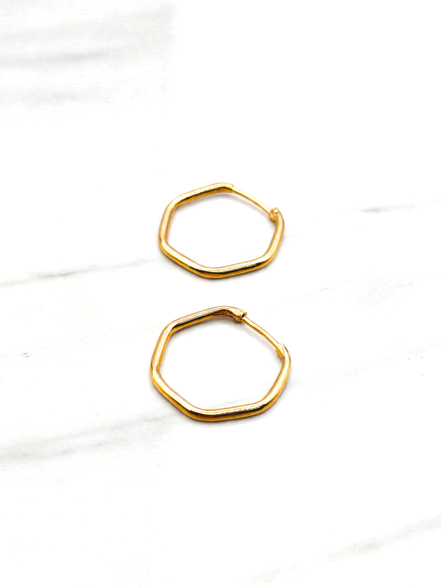 Aros argollas hexagonal Oro 18k 2