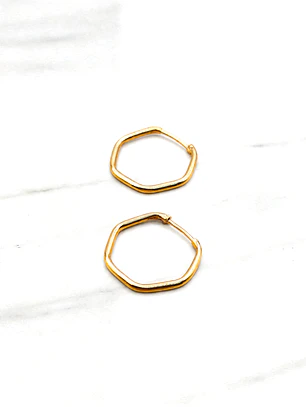 Aros argollas hexagonal Oro 18k