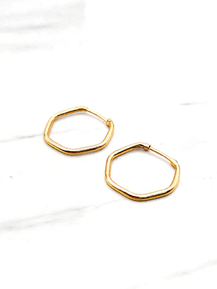 Aros argollas hexagonal Oro 18k