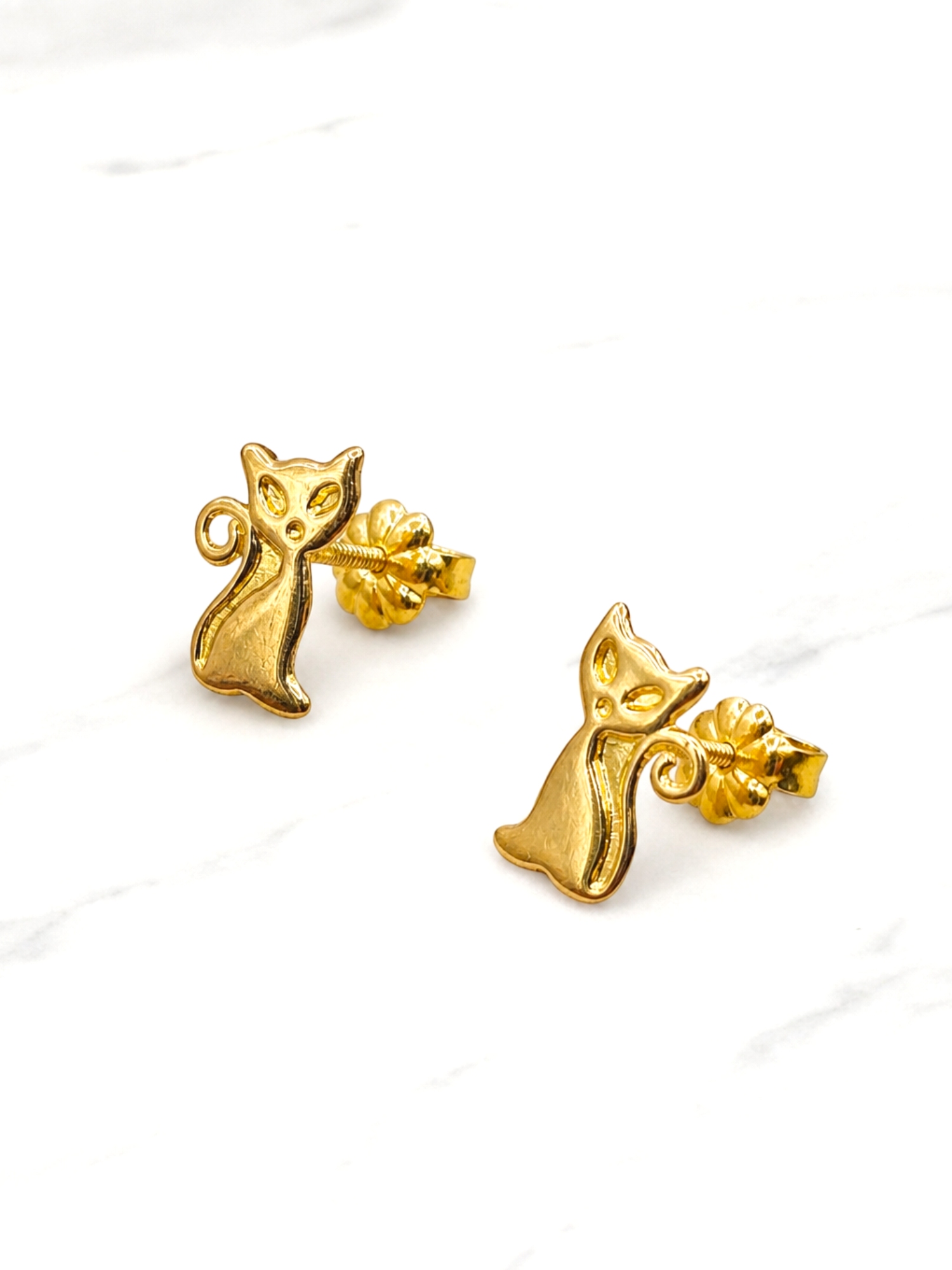 Aros gatos Oro 18k 3