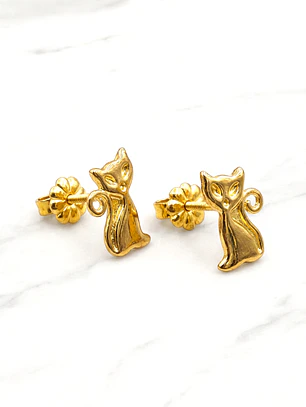 Aros gatos Oro 18k