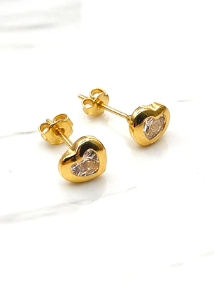 Aros corazón circon 8 mm Oro 18k