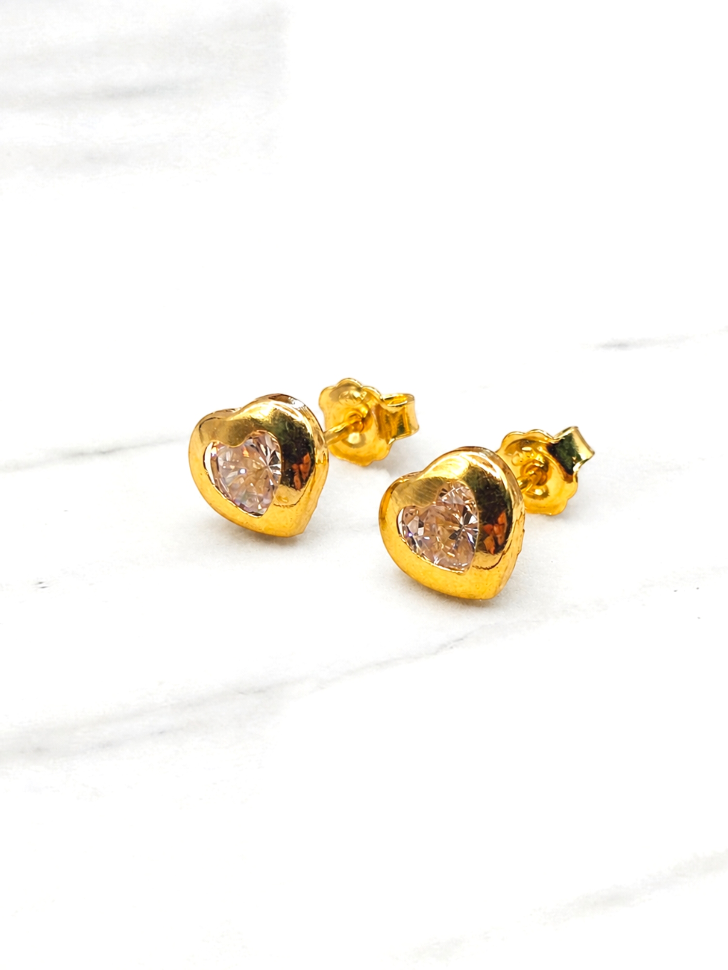 Aros corazón circon 8 mm Oro 18k 4