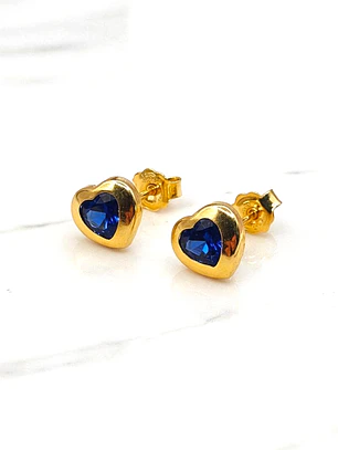 Aros corazón zafiro 8 mm Oro 18k