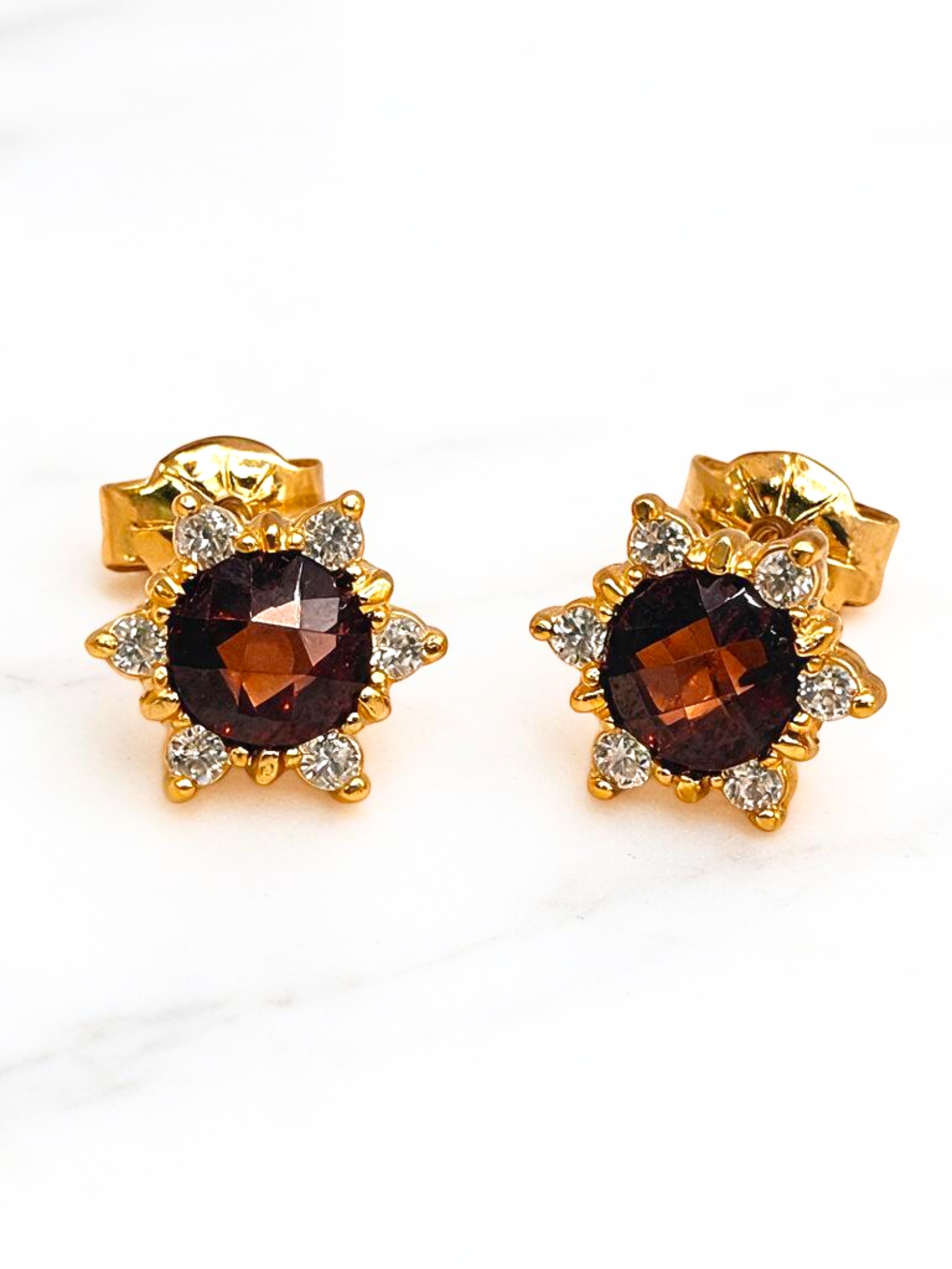 Aros rosa topacio y circónes grandes Oro 18k 3