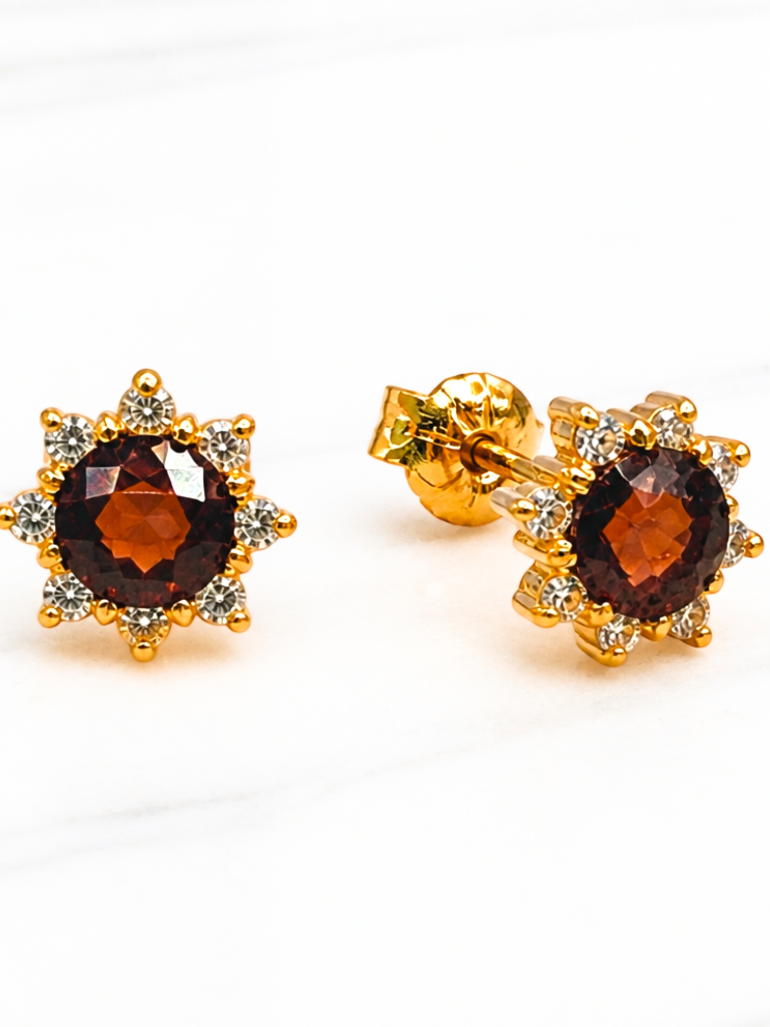 Aros rosa topacio y circónes grandes Oro 18k 5