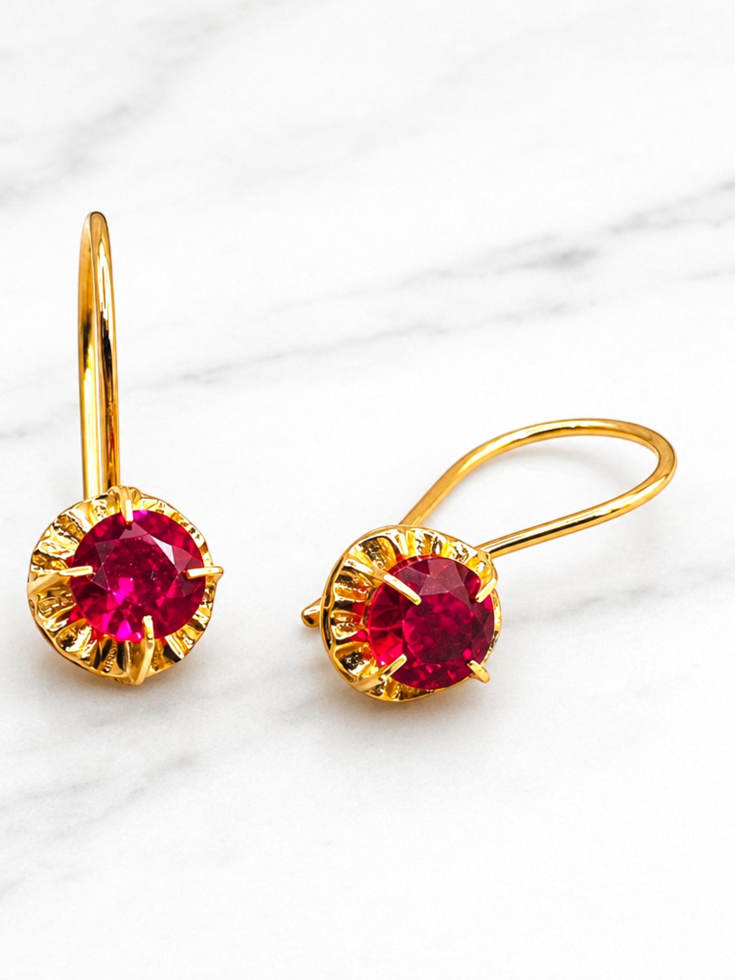 Aros chaton colgante rubí Oro 18k 5