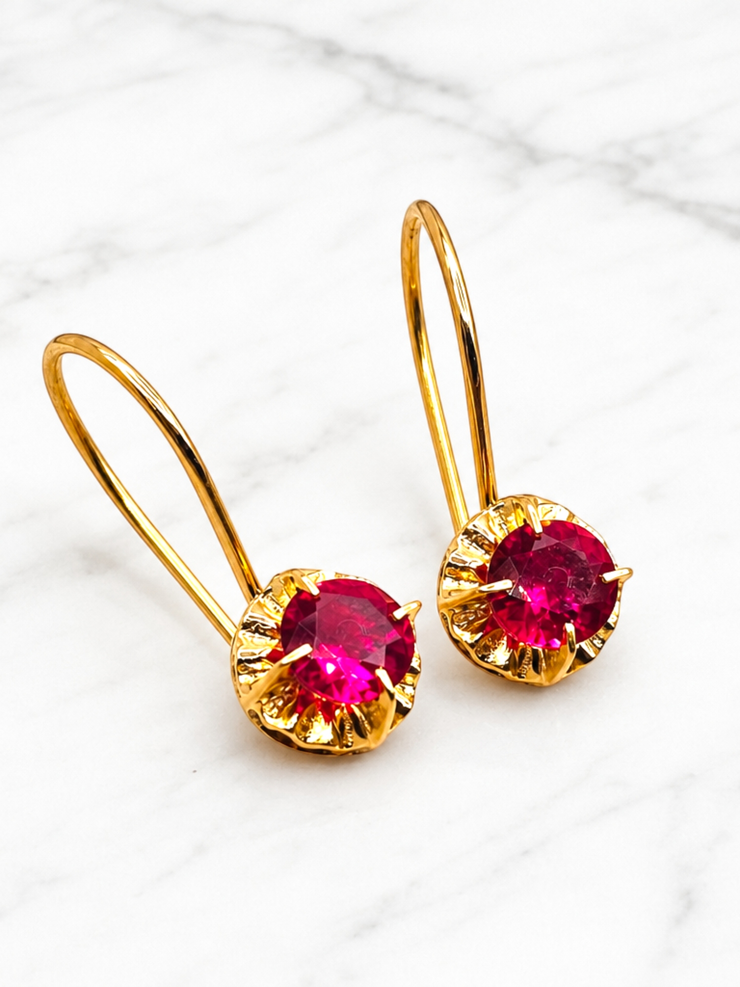 Aros chaton colgante rubí Oro 18k 6