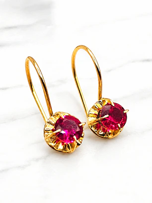 Aros chaton colgante rubí Oro 18k