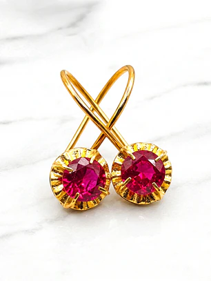 Aros chaton colgante rubí Oro 18k