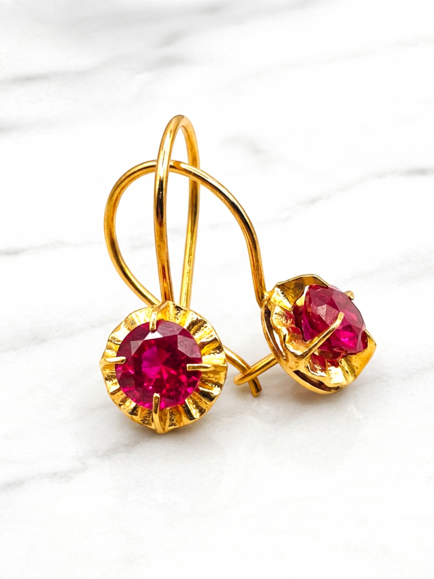 Aros chaton colgante rubí Oro 18k 3