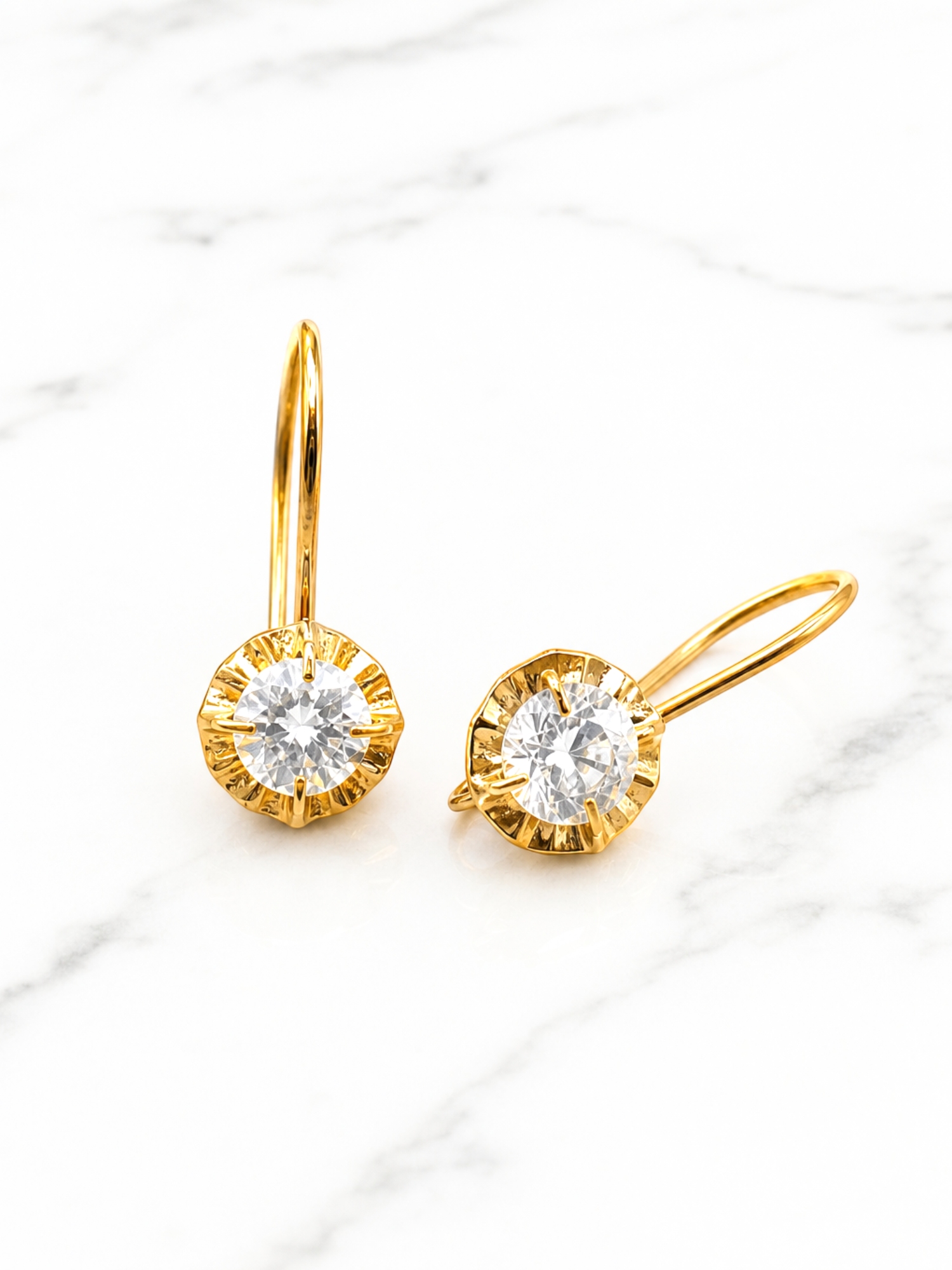 Aros chaton colgante circón Oro 18k 2